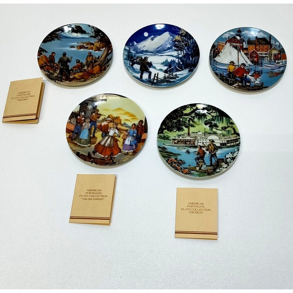 Avon American Portraits Plate Collection 1985 Set Of 5 Including Original Boxes